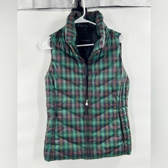 Talbots green tartan sleeveless puffer vest jacket size S womens - Picture 1 of 8